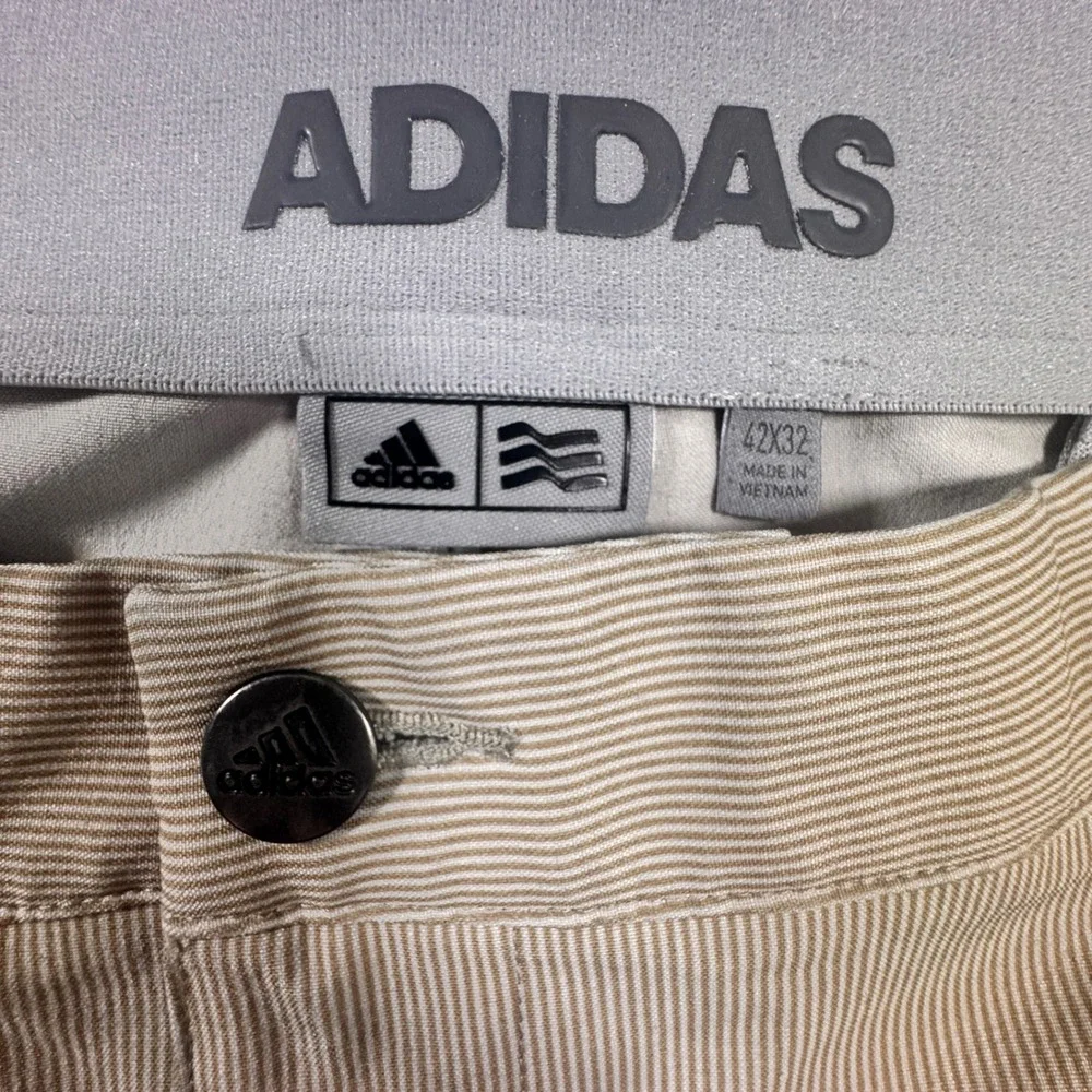 Adidas‎ Ultimate365 Golf Pants Mens 42x31 Tan Pinstripe Performance Chino